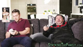 Snatch toying stepmom mom blows and fucks