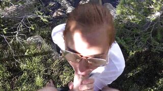 Cum on My Glasses Public By the Lake: BrandiBraids