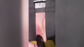 SAHSlut Rides and Squirting on Long Ebony Sex Toy