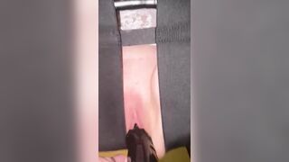 SAHSlut Rides and Squirting on Long Ebony Sex Toy