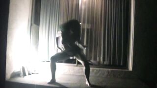 Leggy Canadian cougar Spreads Wide then Rocks out Dancing Nude to Rob