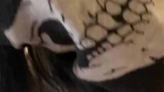 Long Ass White chick Gets Her Mouth Stuffed After Break