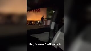 Hotwife Fucks  bull inside the Vehicle while Hubby Drives
