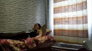 Russian Wifey Clothed as a Housemaid
