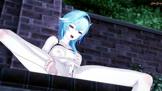 Eula Finger Fuck herself and having a Squirting Orgasm - Genshin Impact Animated