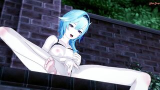 Eula Finger Fuck herself and having a Squirting Orgasm - Genshin Impact Animated