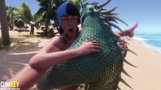 Big Titted Babes Mating with Lizardman with 2 Cocks | Huge Dick Monster