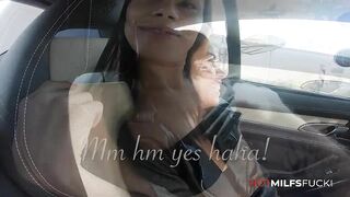 Bombshell cougar Eva Ride a Huge Penis inside a Moving Vehicle inside
