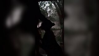 Fucking while Raining with the Door Open Outdoor Hard Throat Nailed