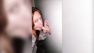 Amatuer mom Wifes first Time at Gloryhole Blowing Strangers Dicks