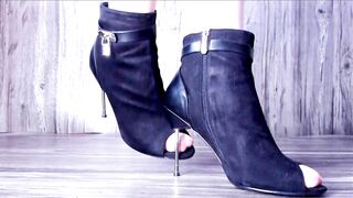 Open Toe Metal Heel Ankle Boots Tease