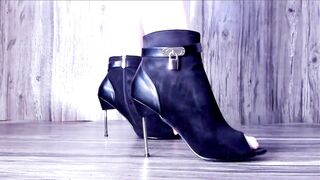 Open Toe Metal Heel Ankle Boots Tease