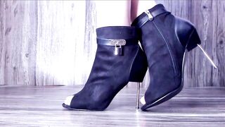 Open Toe Metal Heel Ankle Boots Tease