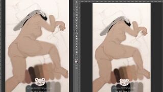 Painting Thick Booty oriental into Bed Fully Nude - Part two