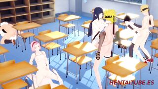 Naruto Boruto Anime - Group Sex four Naruto, Boruto Sasuke and