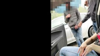 He Licks my Vagina Full of Cum after the 1st Voyeur Ejaculates