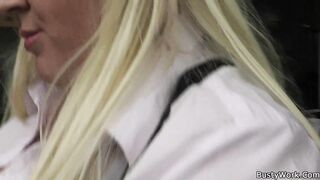 Plump Blonde Secretary into Pantyhose Nailed