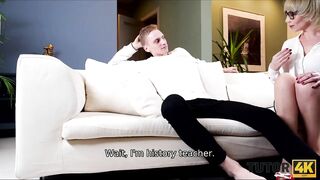 TUTOR4K. Curious college girl discovers tutors sex vibrators and seduces woman