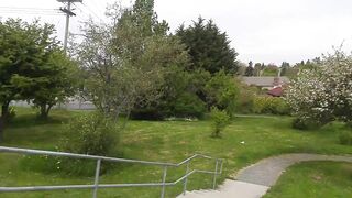 Biking cougar into Fishnets Vibrator Fucks her Vagina on Outdoor Bike Trail