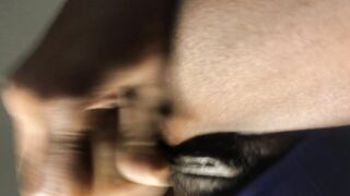 Black Solo Amateur Squirting while Noones looking