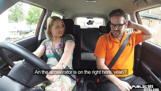 European college girl publicly screwed inside driving lesson