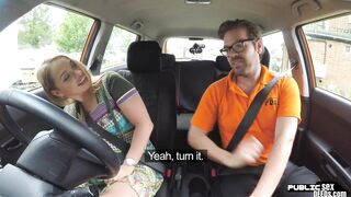 European college girl publicly screwed inside driving lesson
