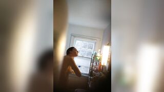 Amazingly Hot roomate shower spy - using toilet