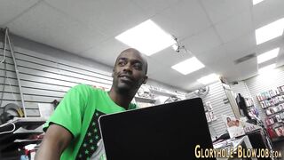 19 Year Mature fuck at gloryhole sucks black shlong