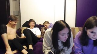 two sisters and three naked guys
