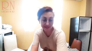 Regina Noir Housewife Stripping at the Kitchen Desk
