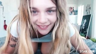 Gabbie Carter masturbates to her stepbro on web cam