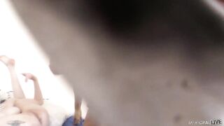 Unleashes a tsunami of squirt on 2 men