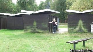 babe sex on outdoor with big boobed old lady and vulgar boy