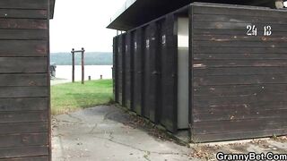 babe sex on outdoor with big boobed old lady and vulgar boy
