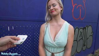 Outside Agent Huge Boobs Blonde Lily Joy Nailed behind Train Station