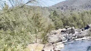 Naked Outside Outdoors Footplay and Fucking. Spectators and Kayakers Watching