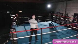 Beauty dyke wrestlers Ariel X, Sinn Sage fighting inside the