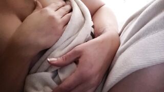 Fresh out the Shower Touching myself while my Boyfriends Asleep next to