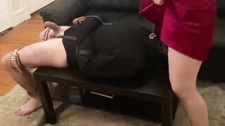 Posing and Facesiting my slave inside Straitjacket Fetish