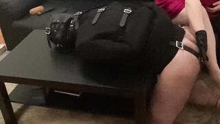 Spanking and Finger Fuck my slave inside Heterosexual Jacket Fetish over a Table