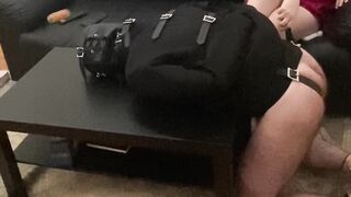Spanking and Finger Fuck my slave inside Heterosexual Jacket Fetish over a Table