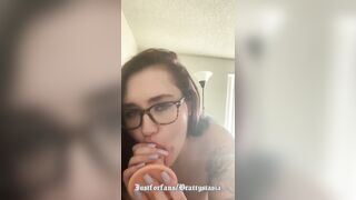 Skank into Pantyhose & Heels Deep Throats Toy before DPing herself until