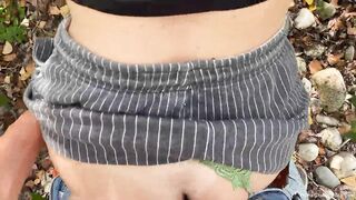 Big Tit milf almost caught while fucking by the river