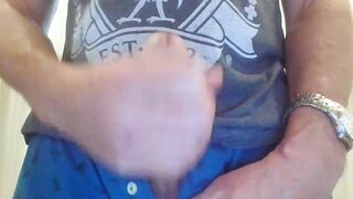 Vulgar fit guy stroking to nice cummed
