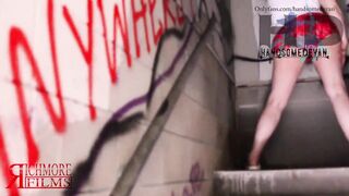 Karen walks down the right stairwell for a face fucking