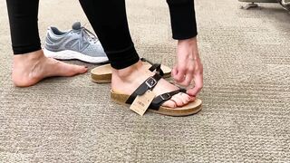 FOLLOWING BEAUTY FOOT INTO OUTSIDE, RETURN TO THE TARGET SHOE DEPARTMENT