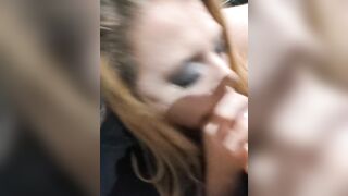 Sucking COCK to Completion while on her Knees. Cum inside Mouth and