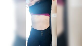 Stripping Curvy Real Amateur Fiance Removes her Tops and Strokes her Huge