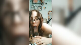 PAWG give Sex Toy Oral Sex then Masterbates for Camera