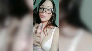 Bimbo milf Spits all over her Boobies an Gives Toy Titty Screwed